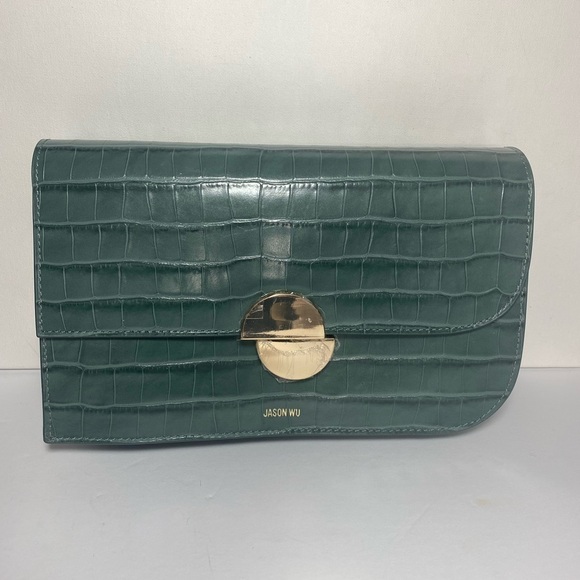 Jason Wu Handbags - Jason Wu NWT Sage Leaf Croc Embossed Orbit Clutch